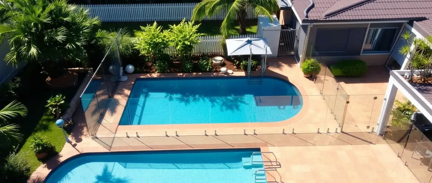 Queensland backyard pool with compliant safety fencing