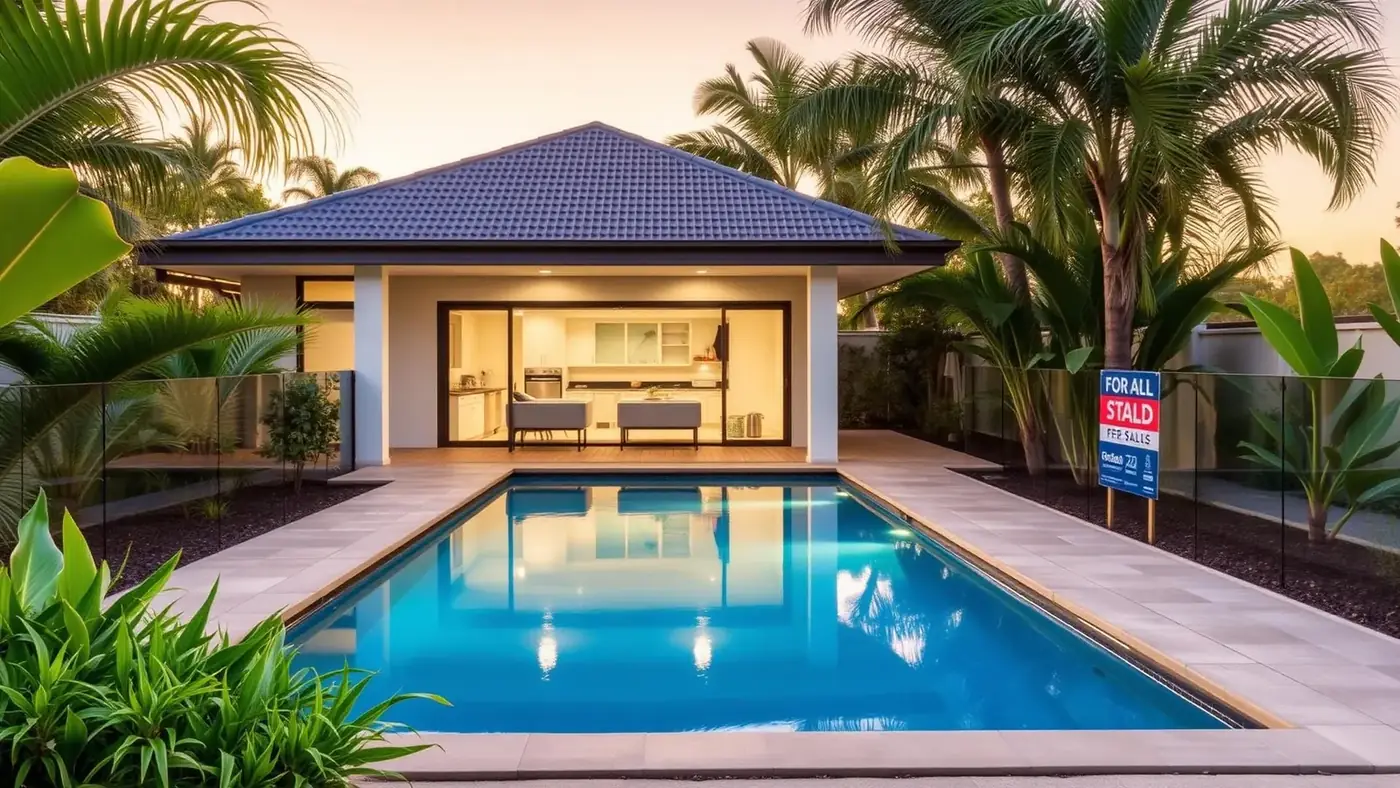 Modern Queensland home with swimming pool and glass fence ready for sale